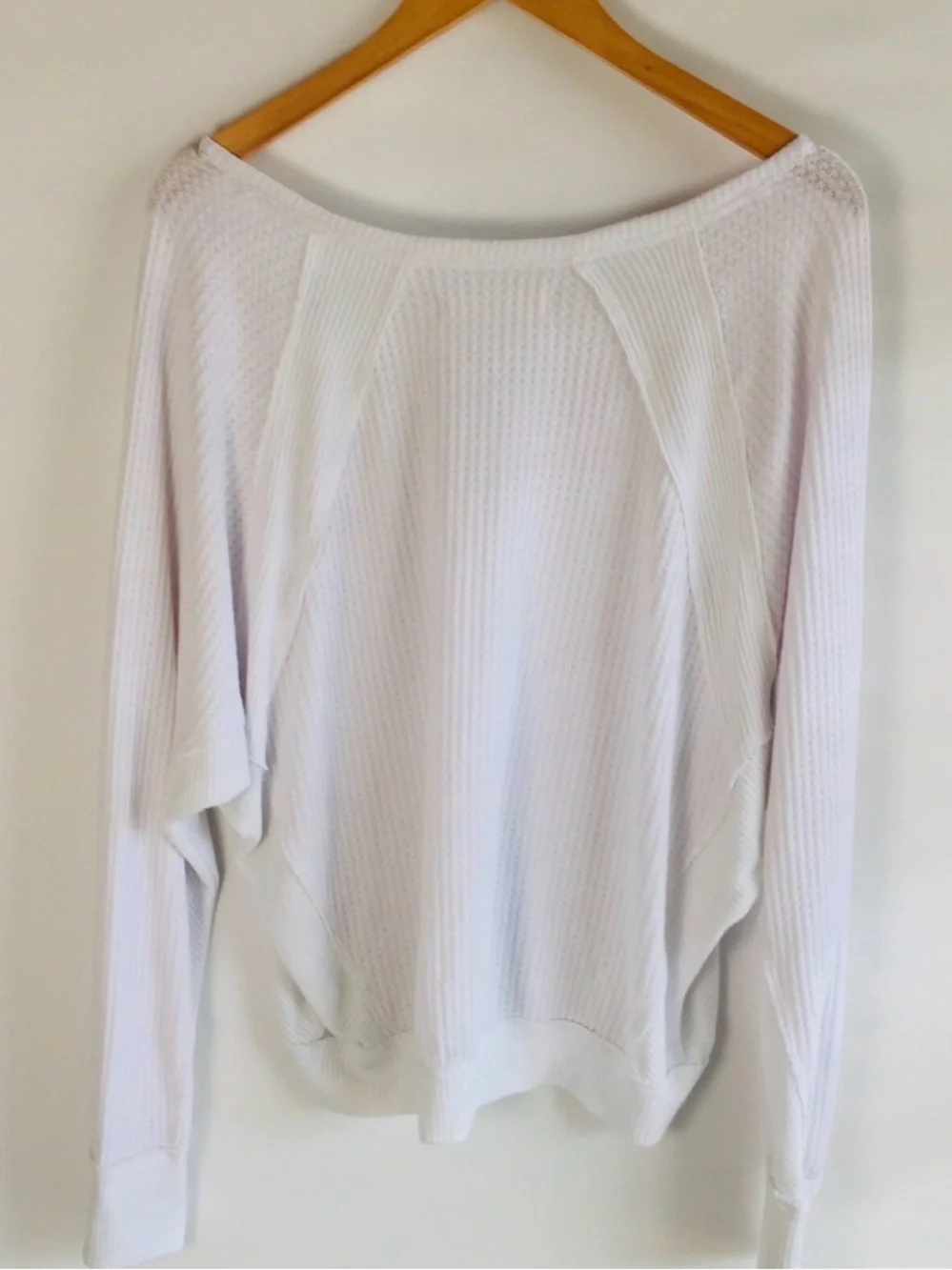 Free People Santa Clara Thermal Top White Oversized Waffle Knit